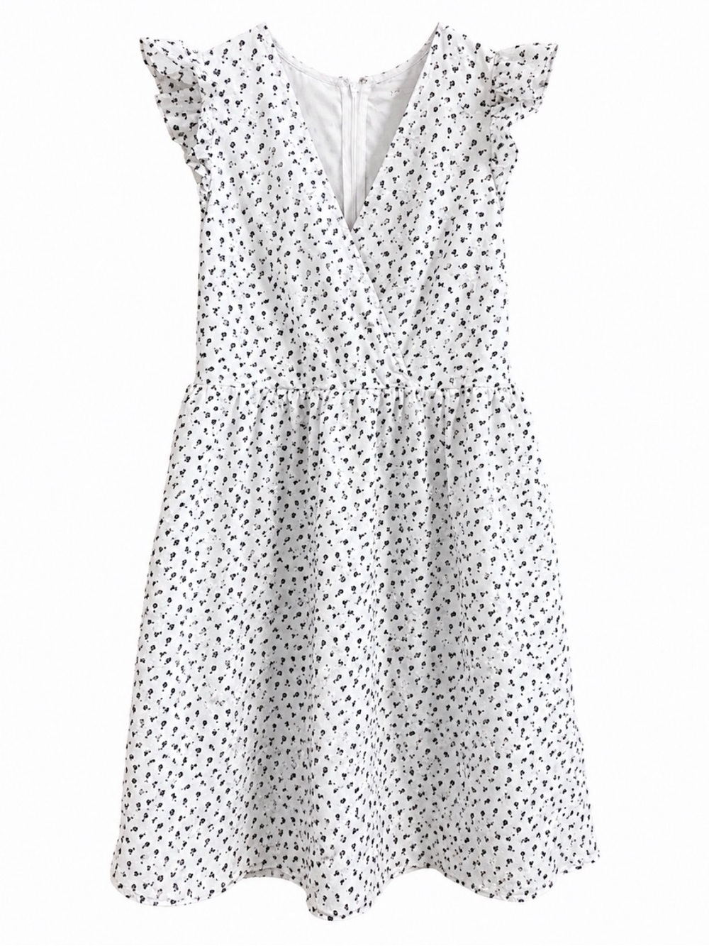 LOFT White Dress with Black Floral Print